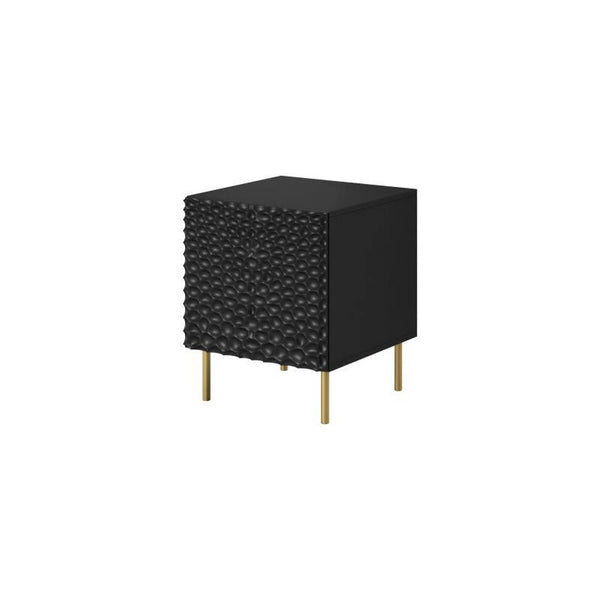 Noptiera HOLE, negru/auriu, PAL laminat/metal, 44x41x54 cm