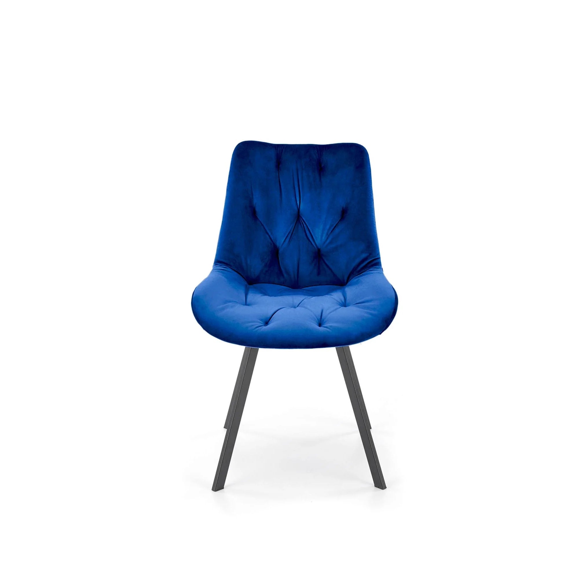 Scaun rotativ K519, albastru/negru, stofa catifelata/metal, 54x63x86 cm