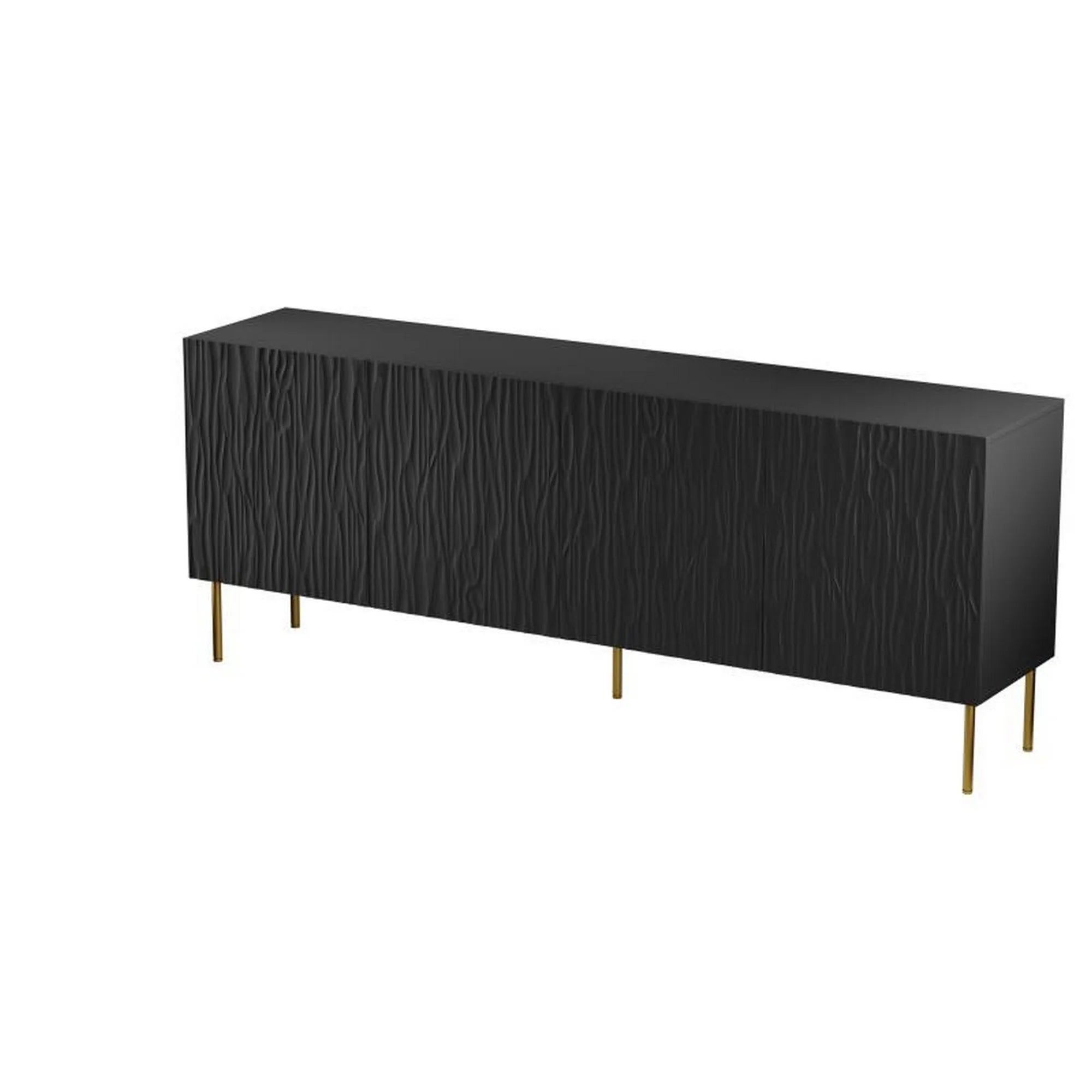 Comoda JUNGLE, negru/auriu, PAL laminat, 190x42x75 cm