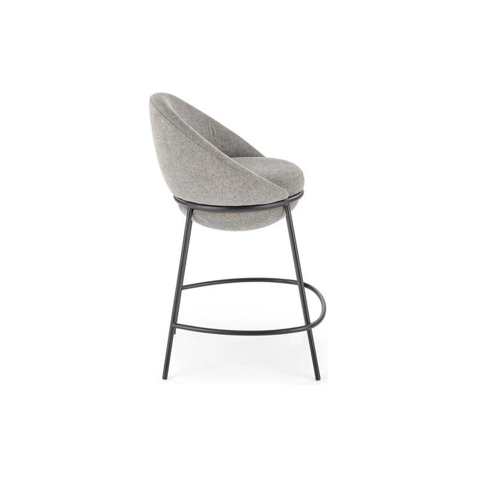 Scaun bar H118, gri/negru, stofa clasica/otel, 53x57x90 cm