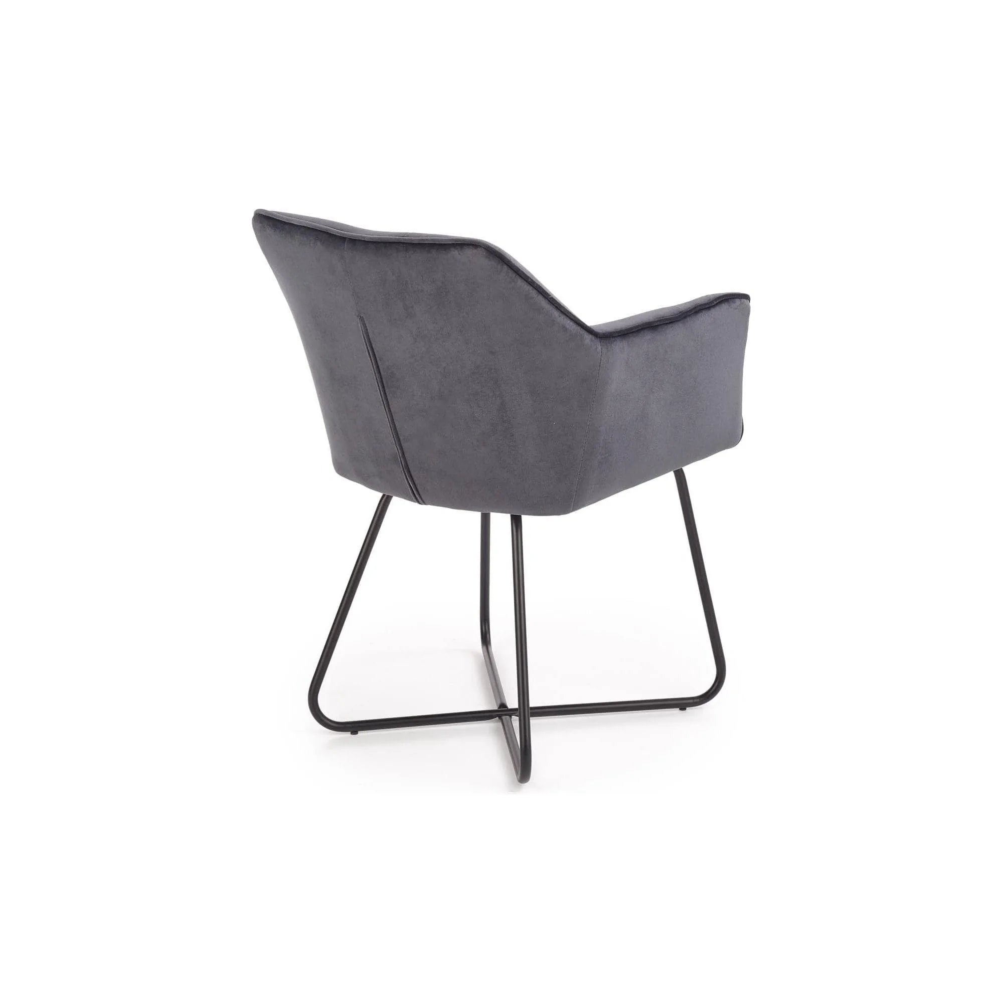 Scaun tapitat K377, gri inchis/negru, stofa catifelata/metal, 60x62x81 cm