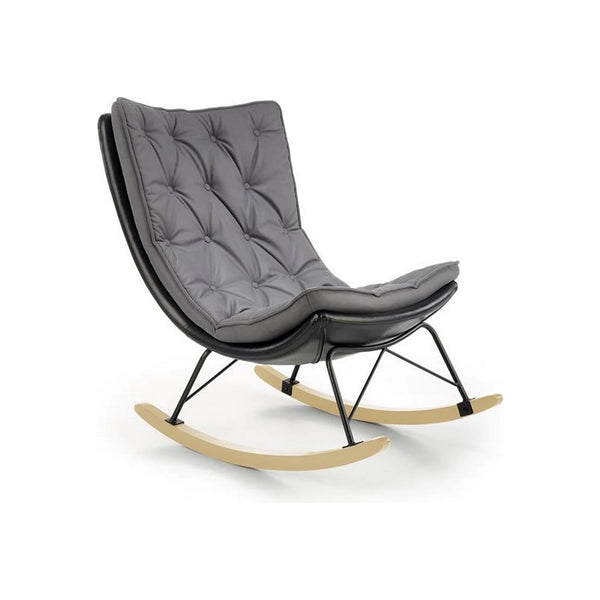 Balansoar INDIGO, gri inchis/negru, stofa/piele ecologica, 72x110x100 cm