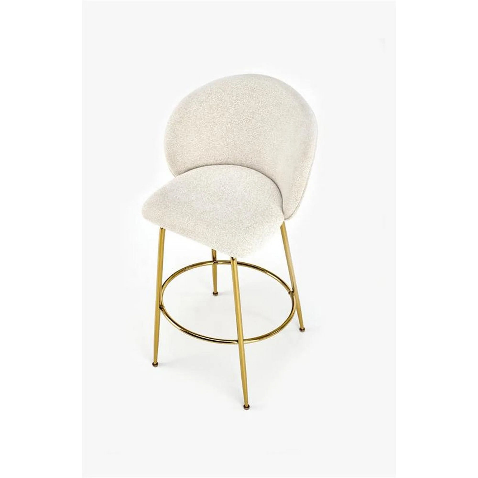 Scaun bar H116, crem/auriu, stofa bucle/otel, 50x59x101 cm