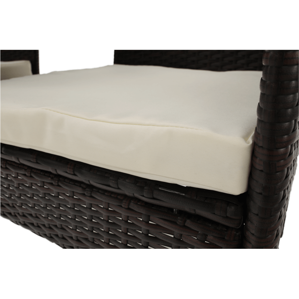 Banca gradina LALIT, maro/crem, ratan artificial/metal, 125x48x87 cm