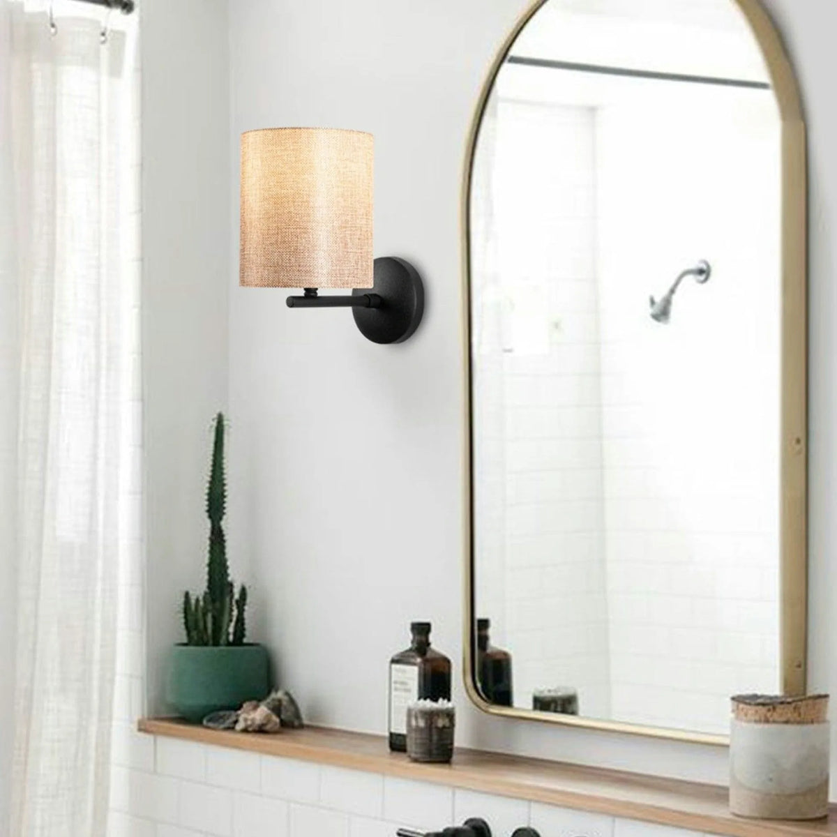 Lampa perete 4685, negru/crem, metal/material textil, 14x23x26 cm