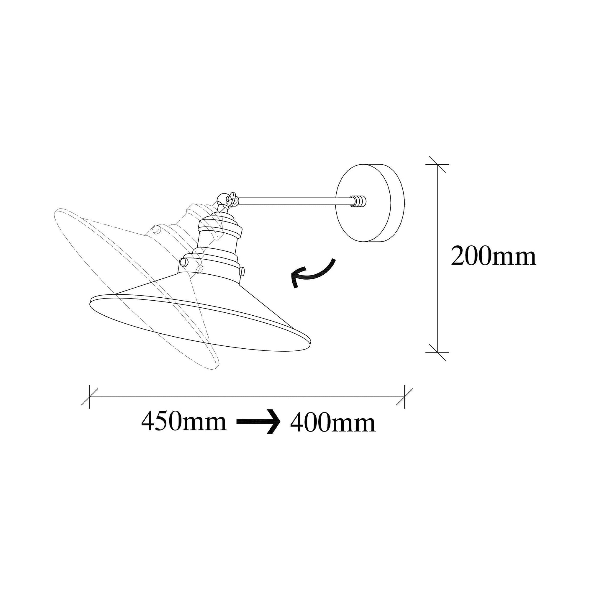 Lampa perete 892OPV1233, negru, metal, 25x40/45x20 cm