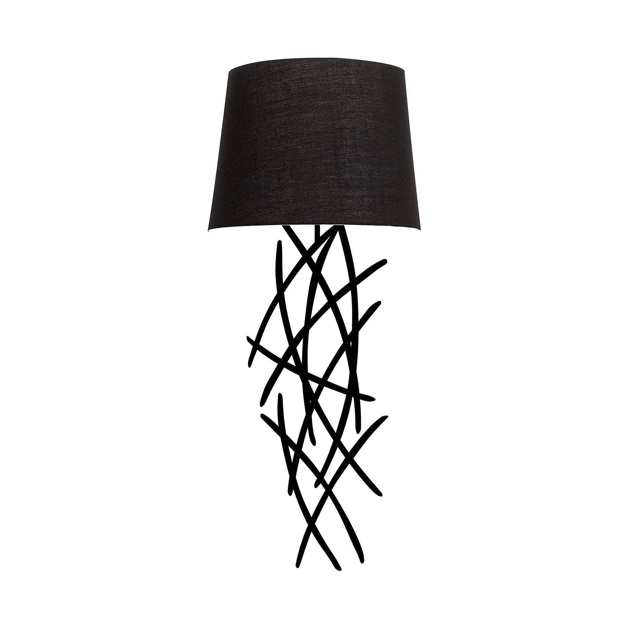 Lampa perete ASAF-6984, negru, metal/material textil, 28x15x72 cm