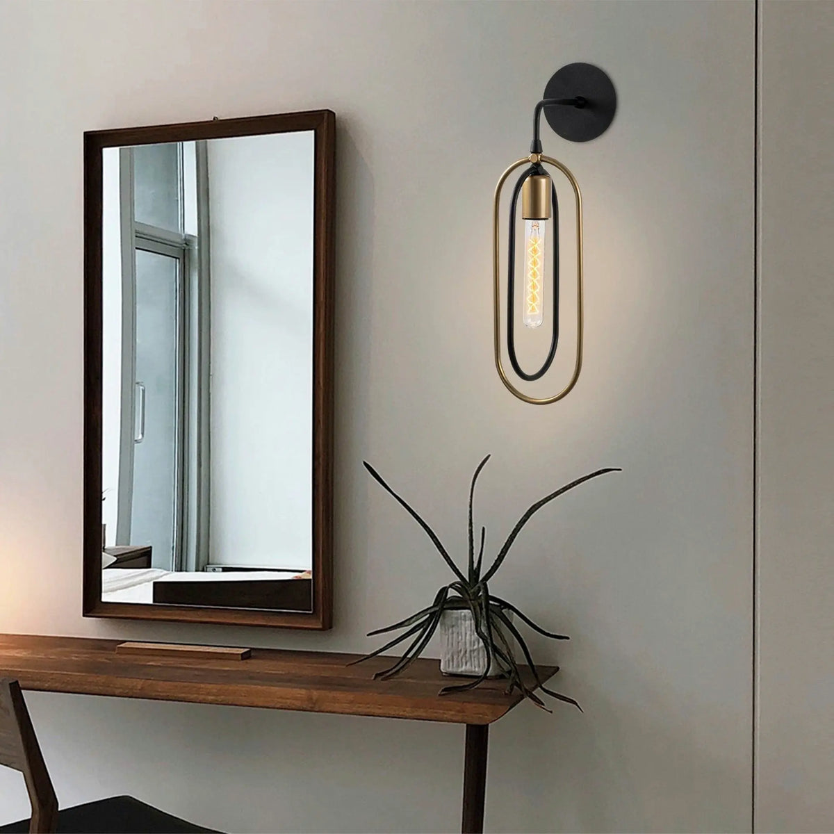 Lampa perete CERCO 3151, negru/auriu, metal, 14x17x45 cm