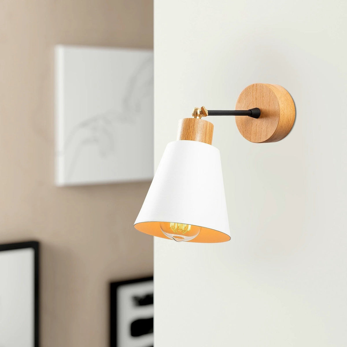 Lampa perete MANAVGAT N-618, stejar/alb, metal/lemn, 14x25x25 cm