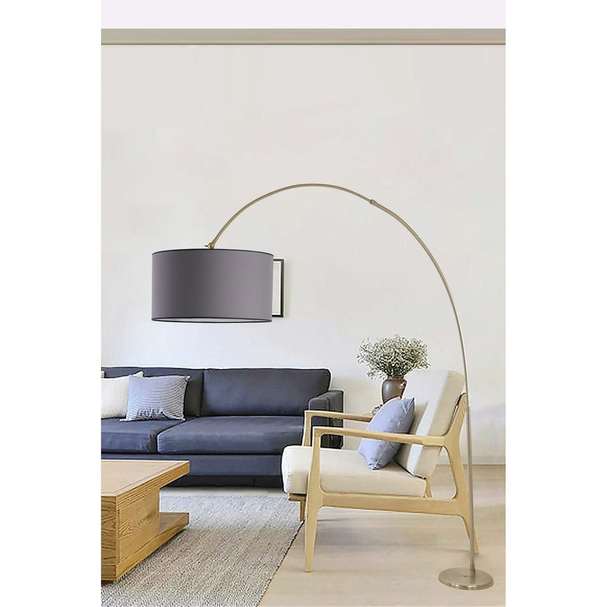 Lampadar 534LUN4252, crom/gri, metal, 45x220 cm