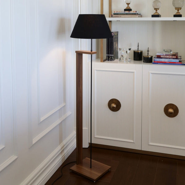 Lampadar AYD-3130, nuc/negru, lemn/material textil, 35x150 cm