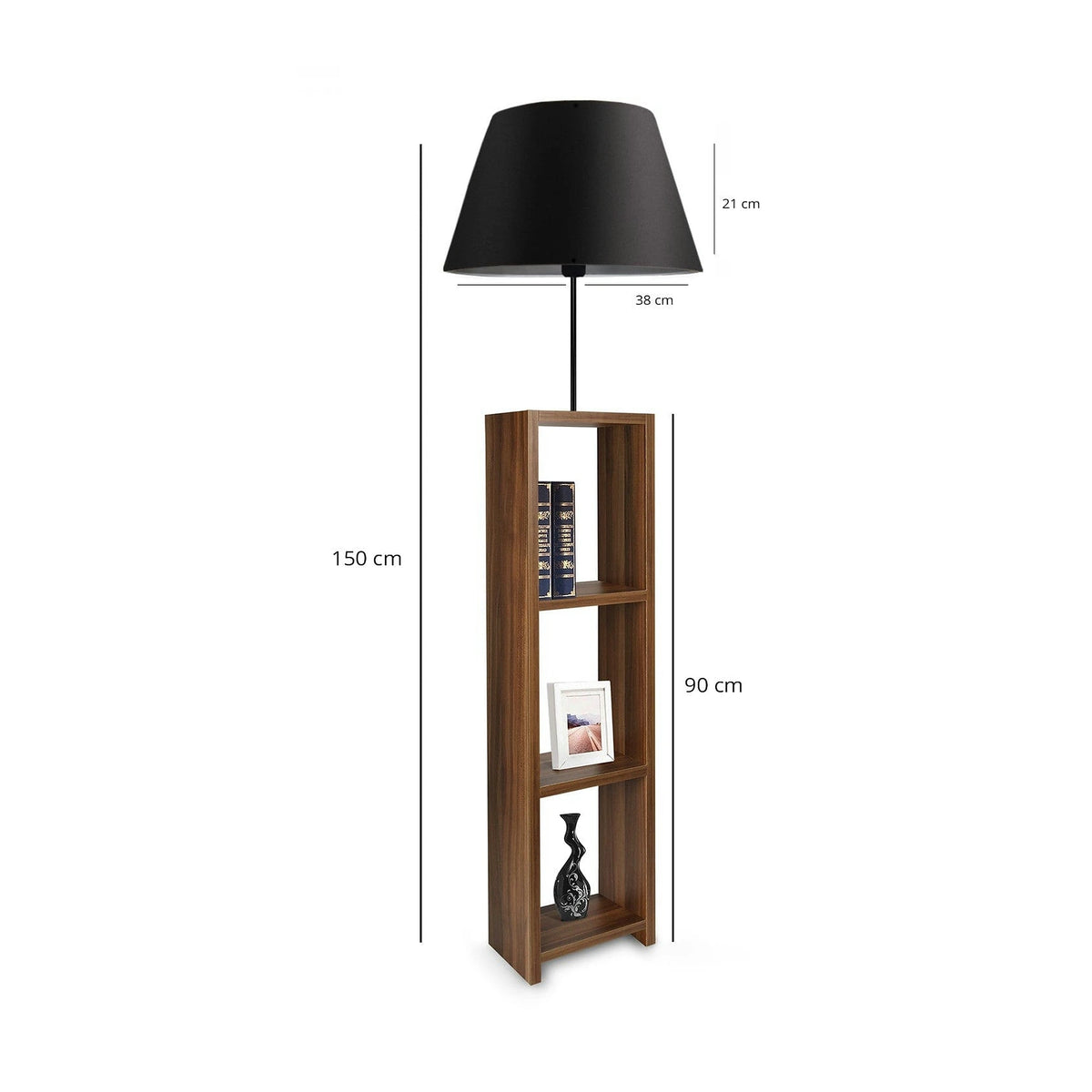 Lampadar AYD-3153, negru/stejar, lemn/material textil, 38x150 cm