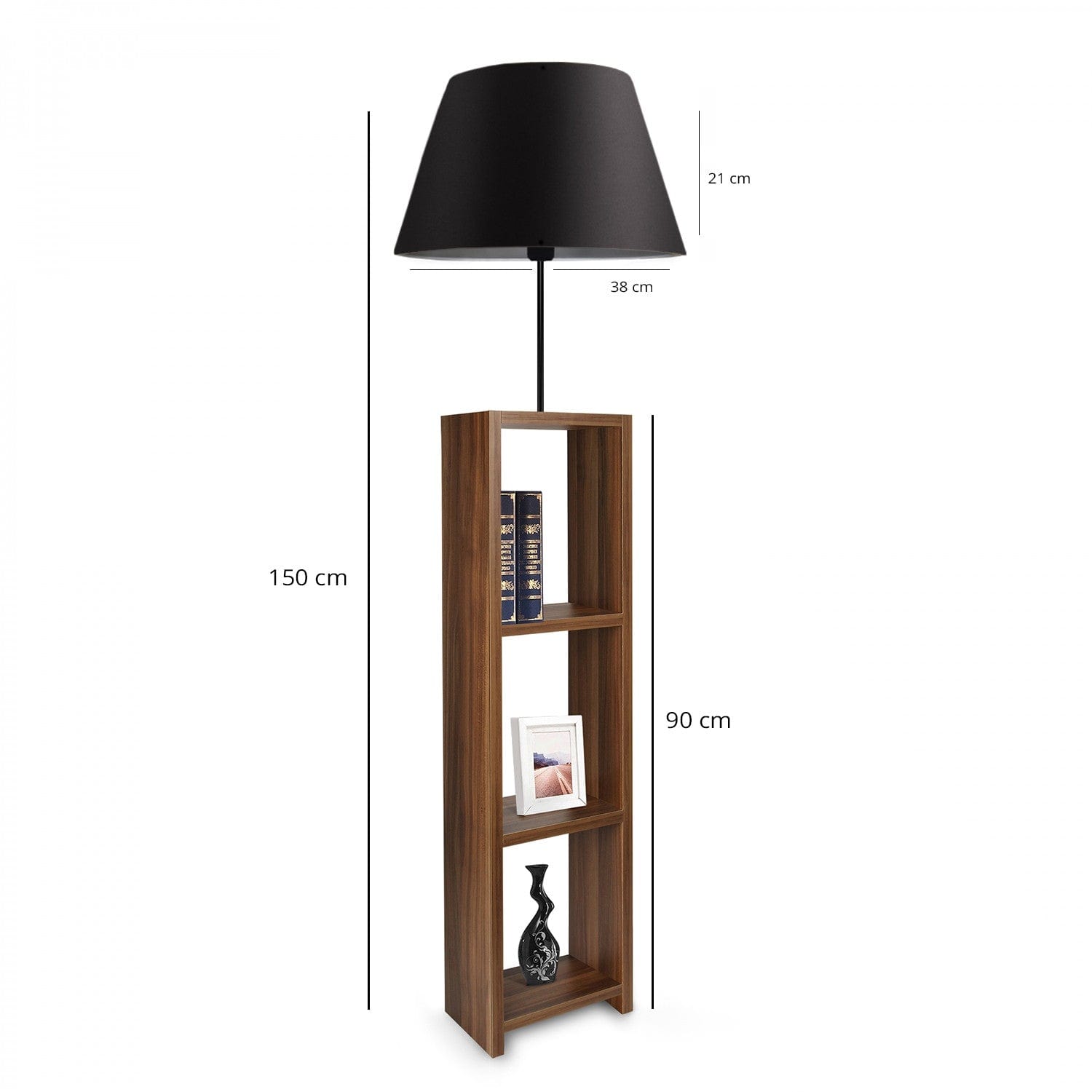Lampadar AYD-3153, negru/stejar, lemn/material textil, 38x150 cm
