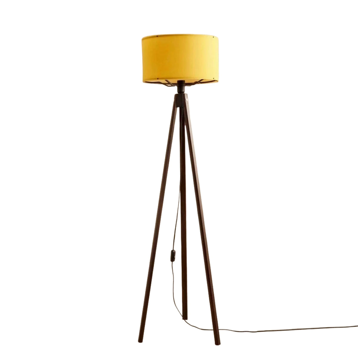 Lampadar AYD-3448, galben/nuc, lemn/material textil, 21x140 cm