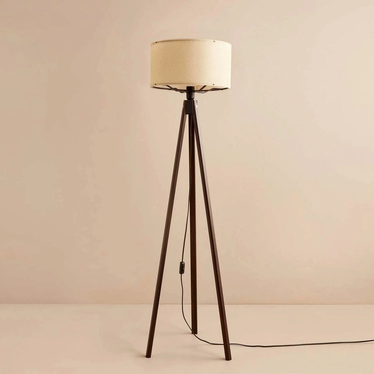Lampadar AYD-3450, crem/maro, lemn/țesătură, 21x160 cm