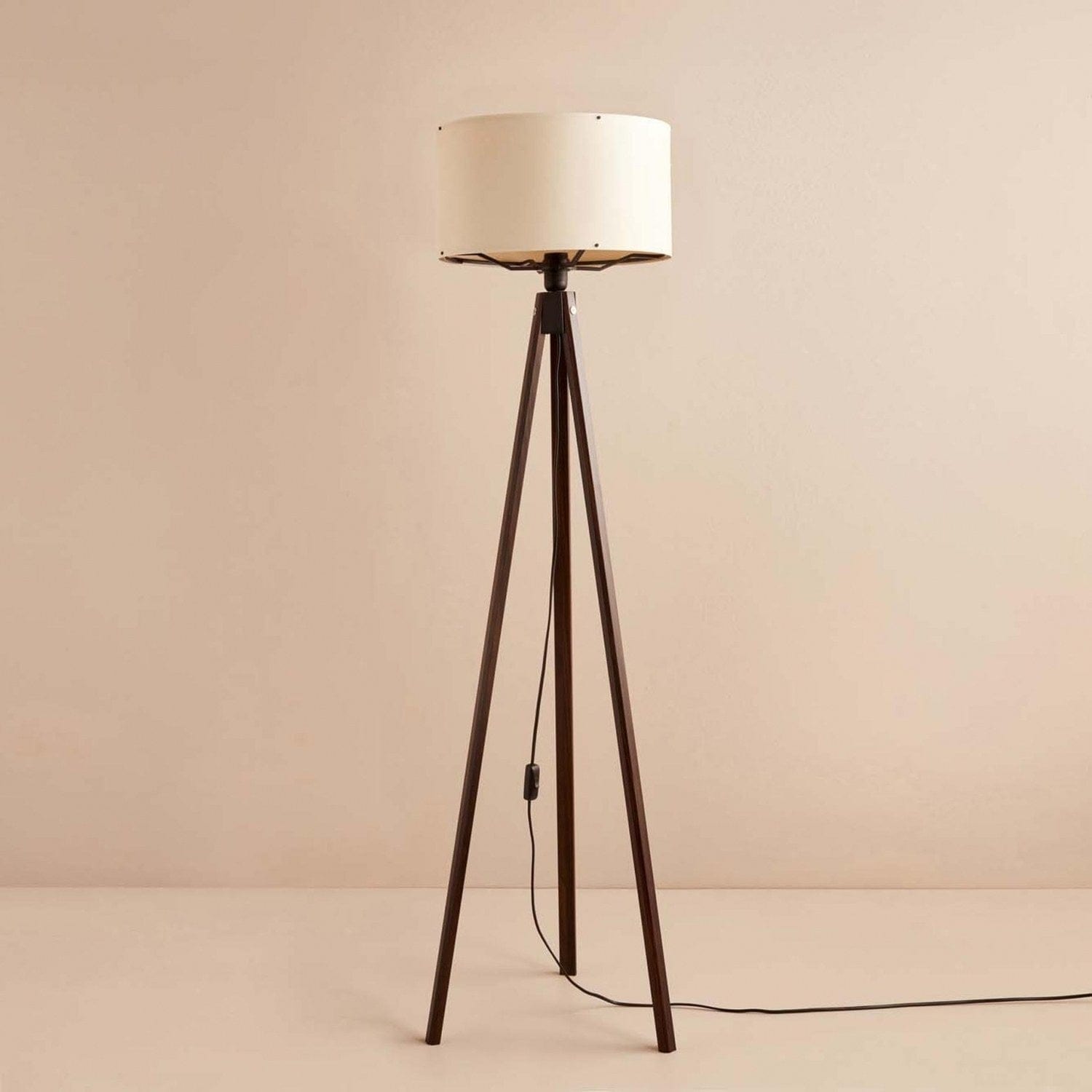 Lampadar AYD-3451, crem/nuc, material textil/lemn, 21x140 cm
