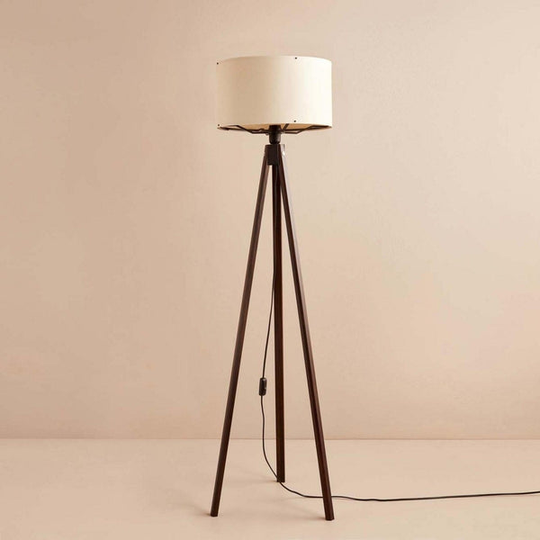 Lampadar AYD-3451, crem/nuc, material textil/lemn, 21x140 cm