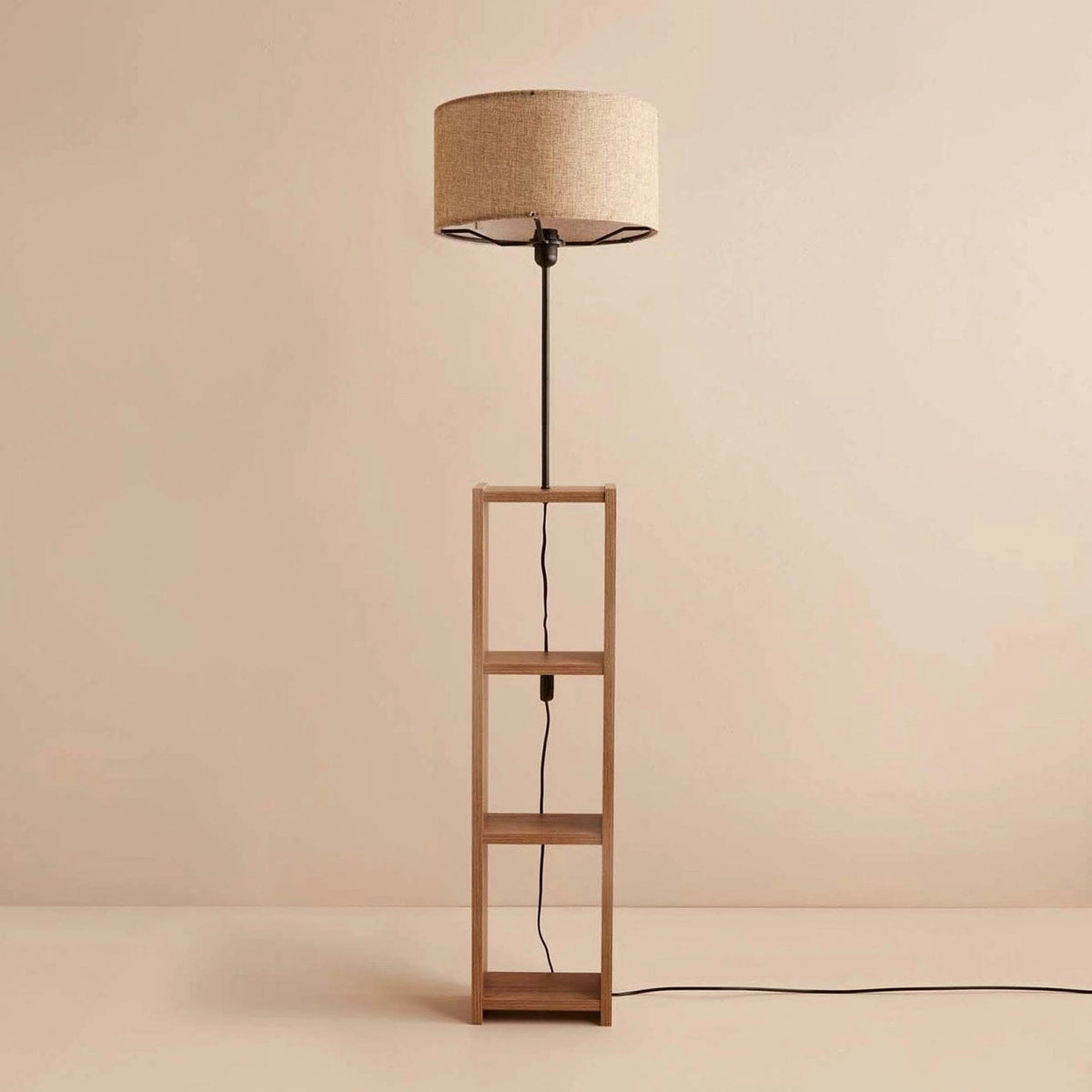 Lampadar AYD-3467, bej/stejar, lemn/material textil, 38x150 cm