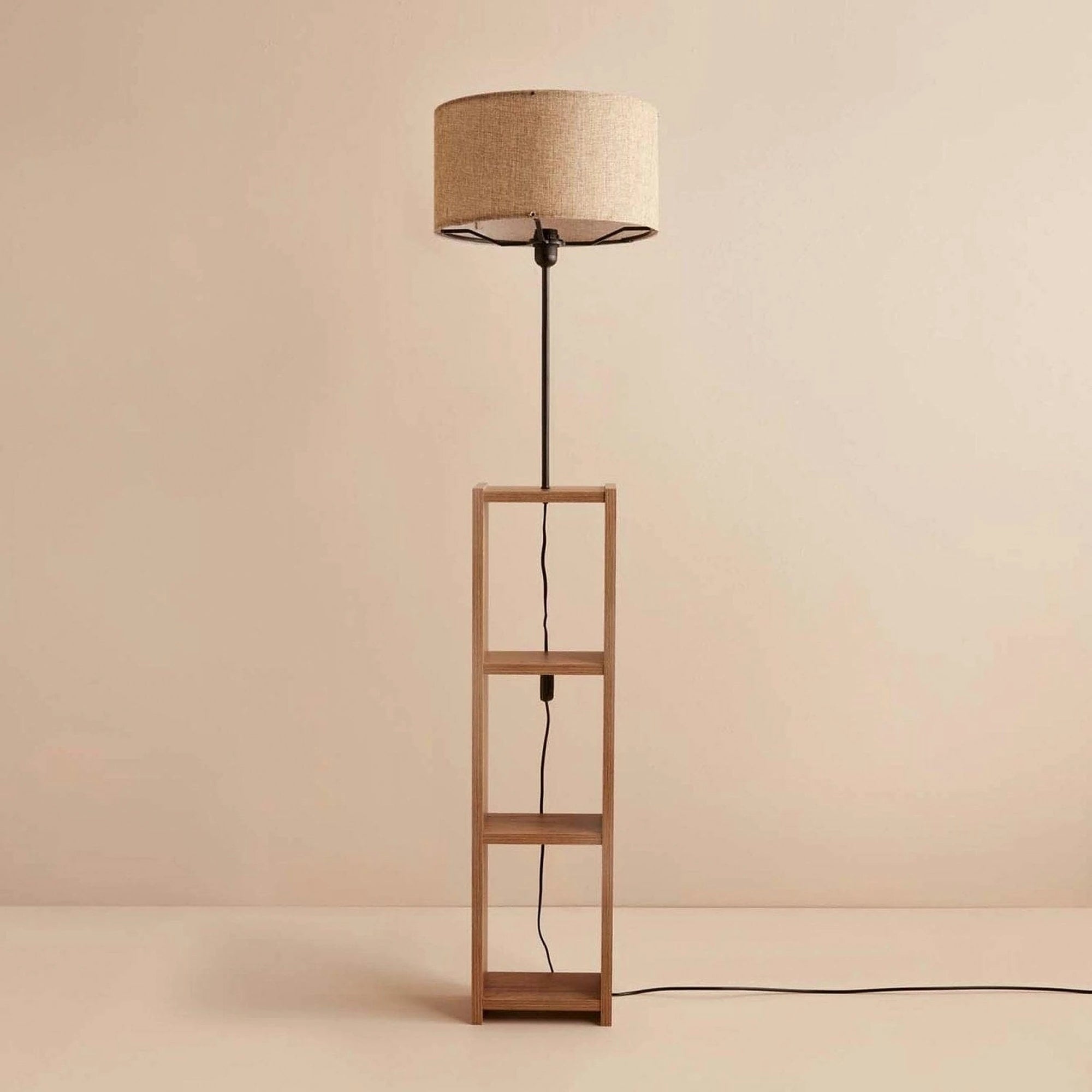 Lampadar AYD-3467, bej/stejar, lemn/material textil, 38x150 cm