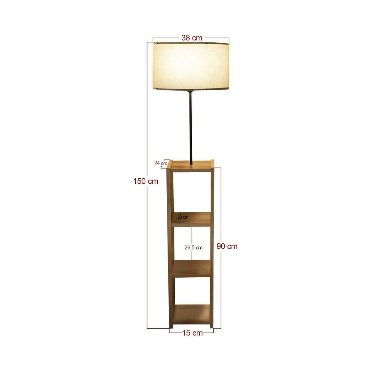 Lampadar AYD-3467, bej/stejar, lemn/material textil, 38x150 cm