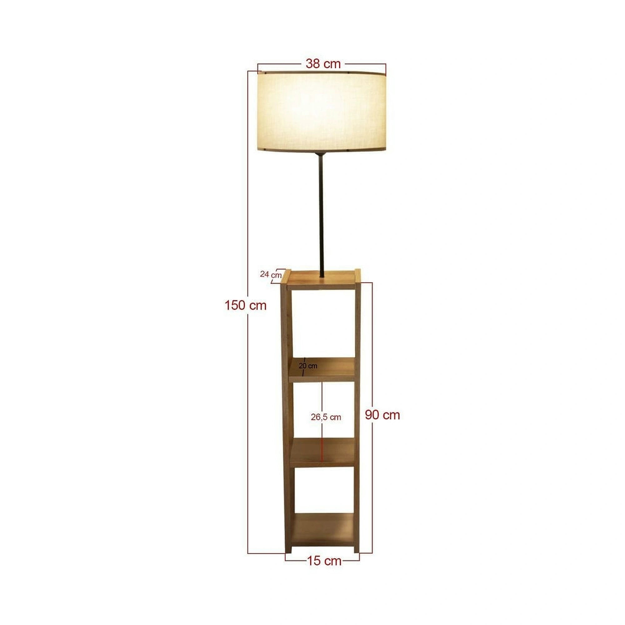 Lampadar AYD-3467, bej/stejar, lemn/material textil, 38x150 cm