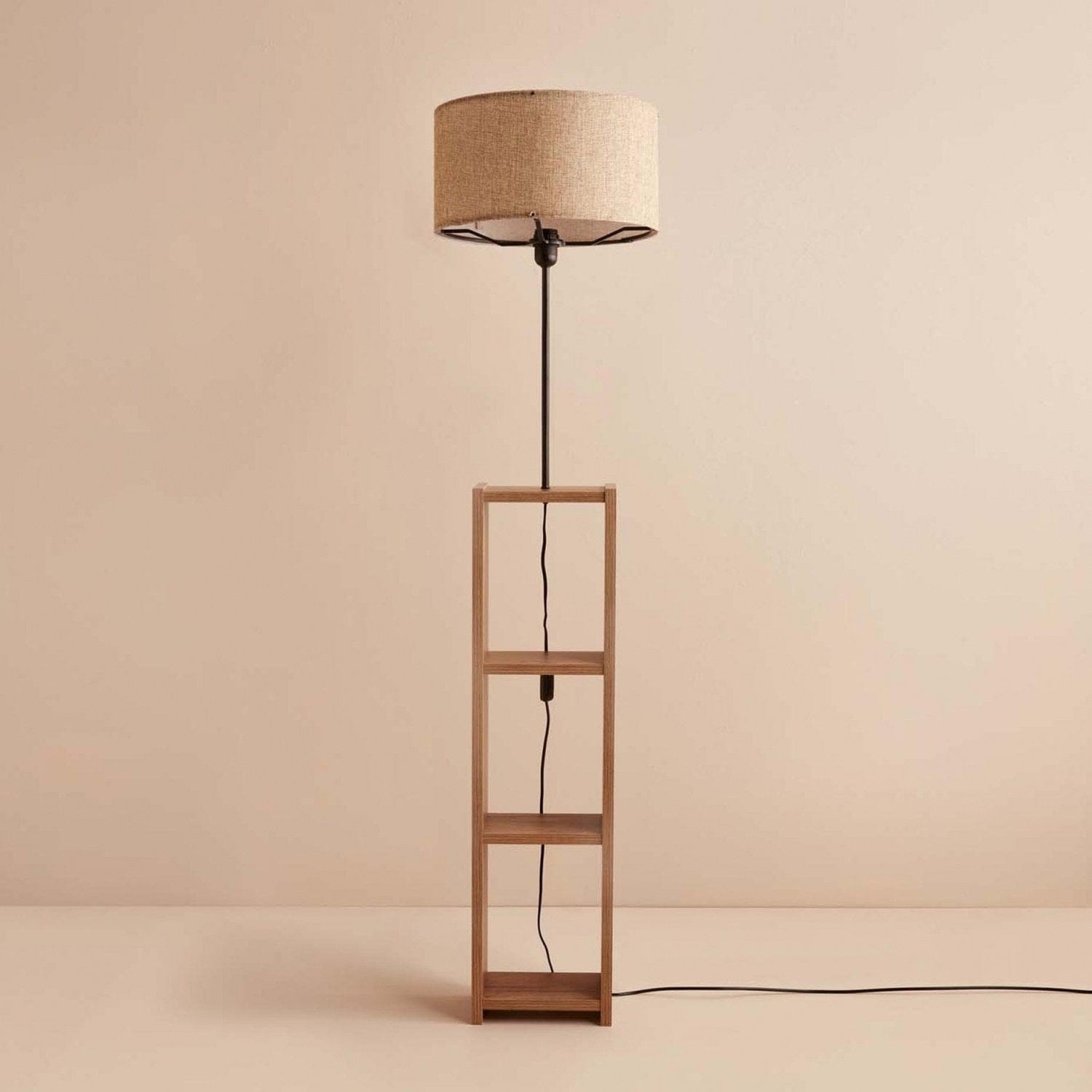 Lampadar AYD-3467, bej/stejar, lemn/material textil, 38x150 cm