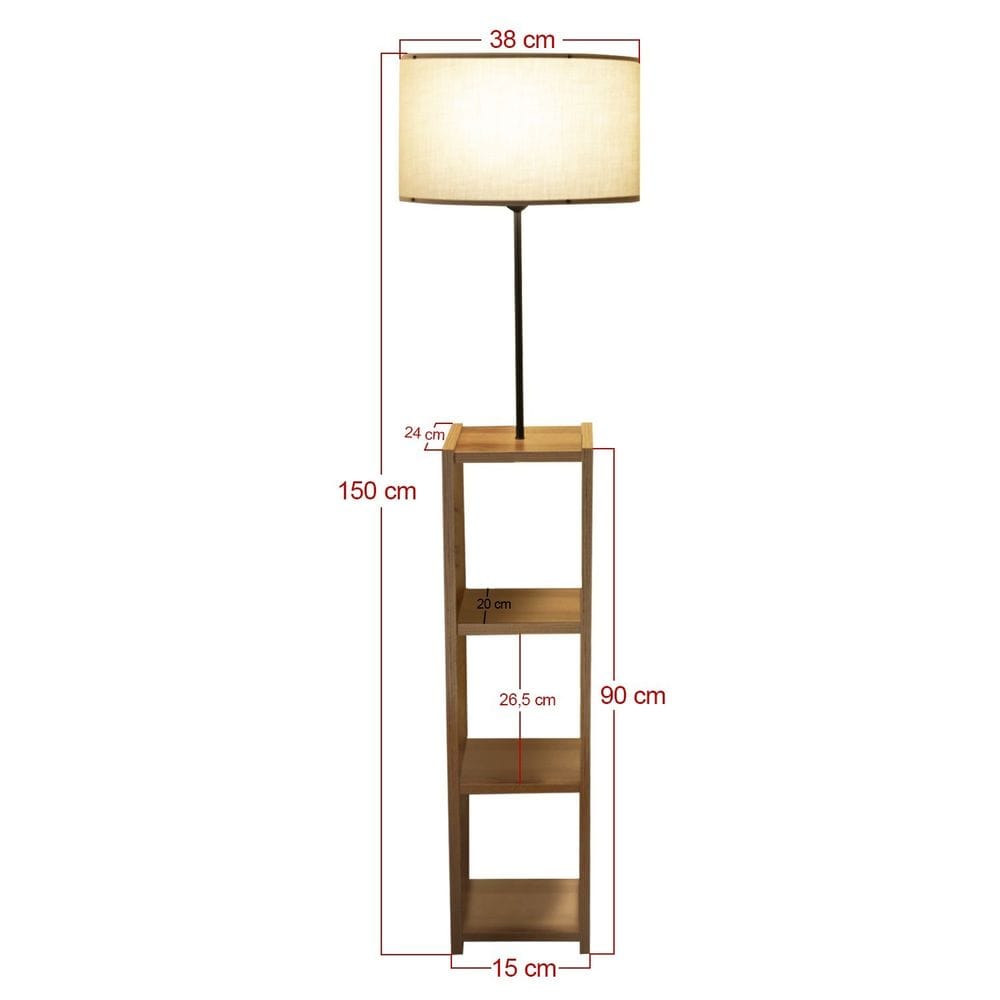 Lampadar AYD-3467, bej/stejar, lemn/material textil, 38x150 cm