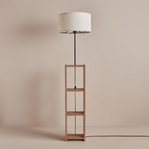 Lampadar AYD-3468, crem/stejar, lemn/material textil, 38x150 cm