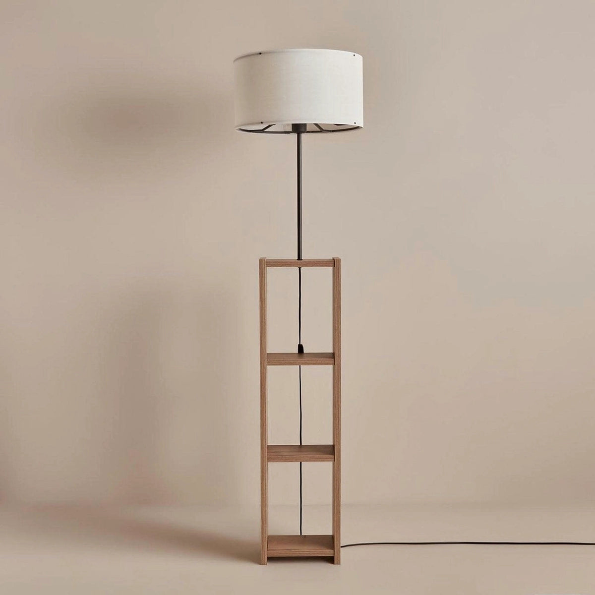 Lampadar AYD-3468, crem/stejar, lemn/material textil, 38x150 cm