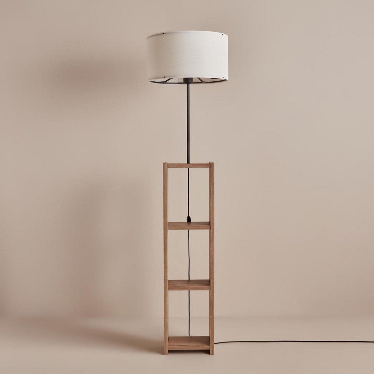 Lampadar AYD-3468, crem/stejar, lemn/material textil, 38x150 cm