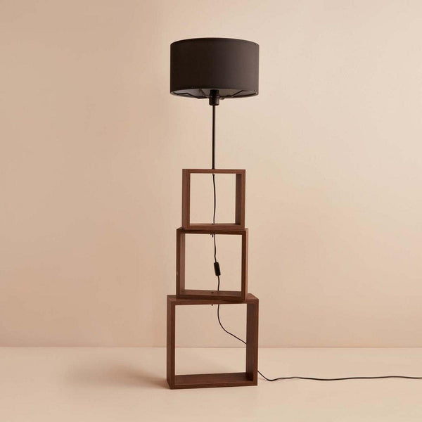 Lampadar AYD-3471, stejar/negru, lemn/material textil, 37x140 cm