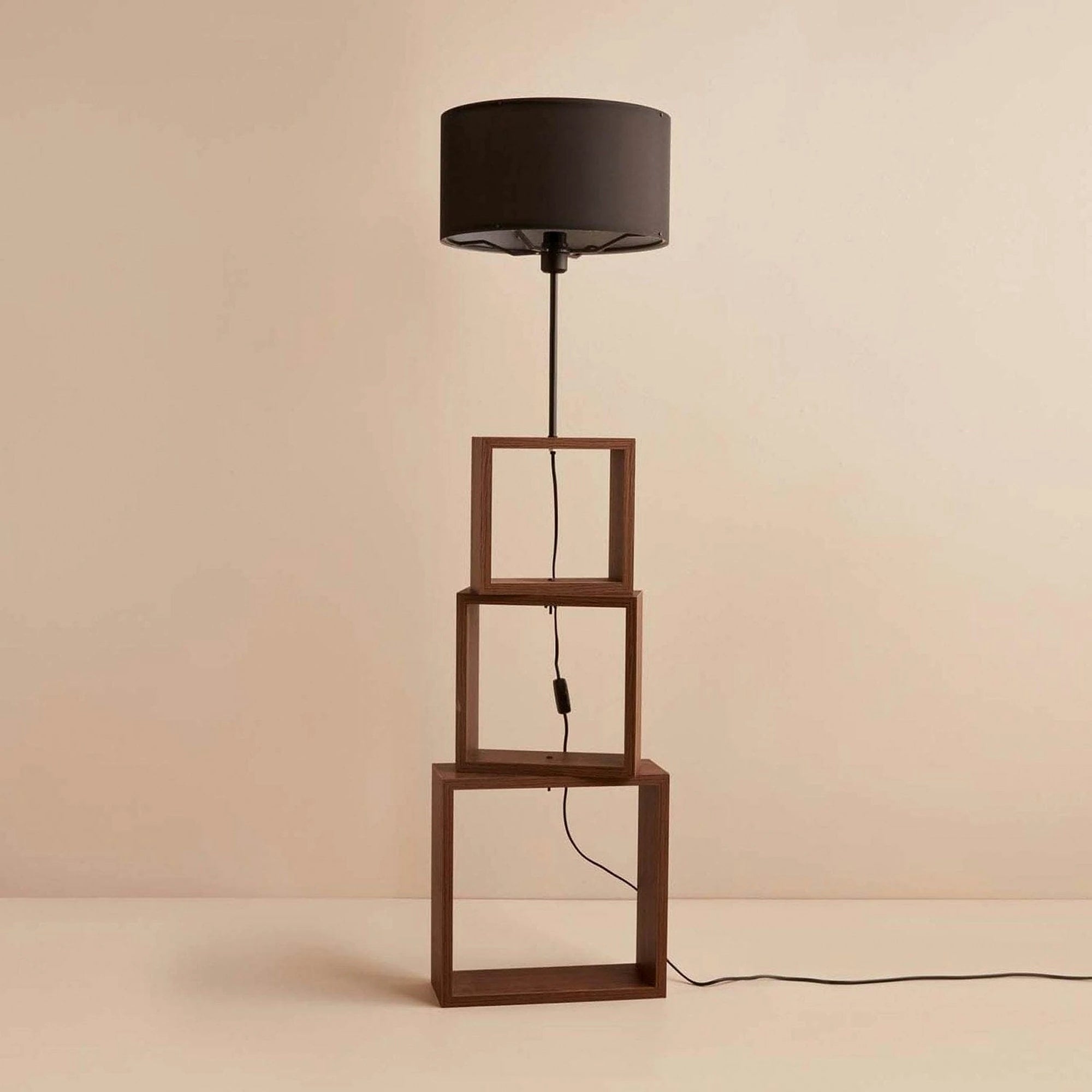 Lampadar AYD-3471, stejar/negru, lemn/material textil, 37x140 cm