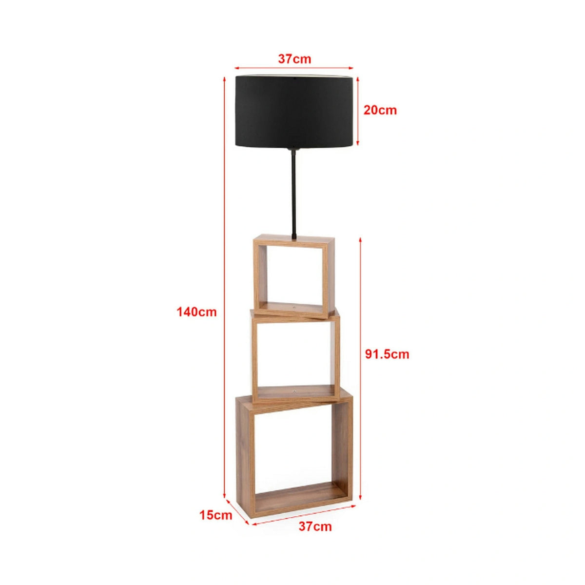 Lampadar AYD-3471, stejar/negru, lemn/material textil, 37x140 cm