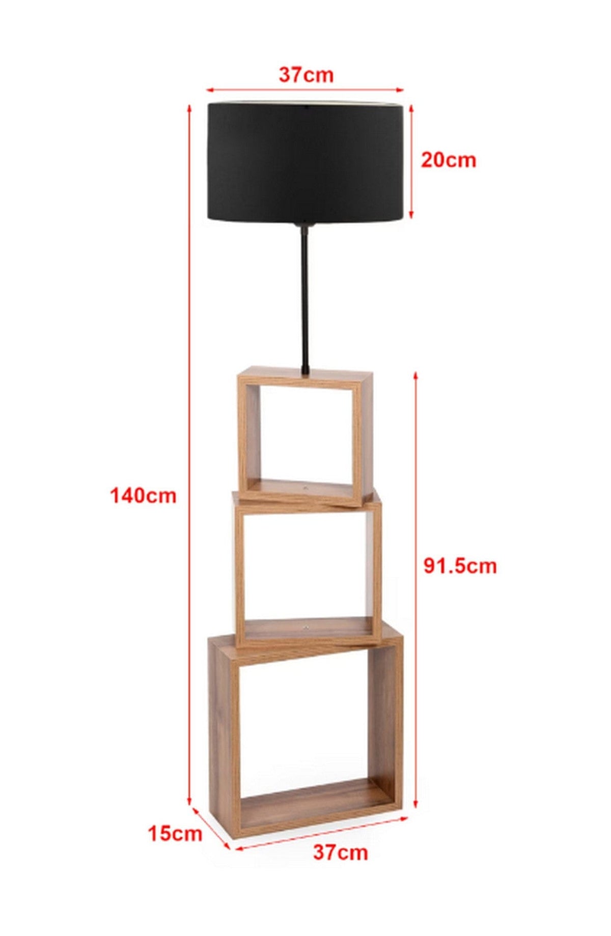 Lampadar AYD-3471, stejar/negru, lemn/material textil, 37x140 cm