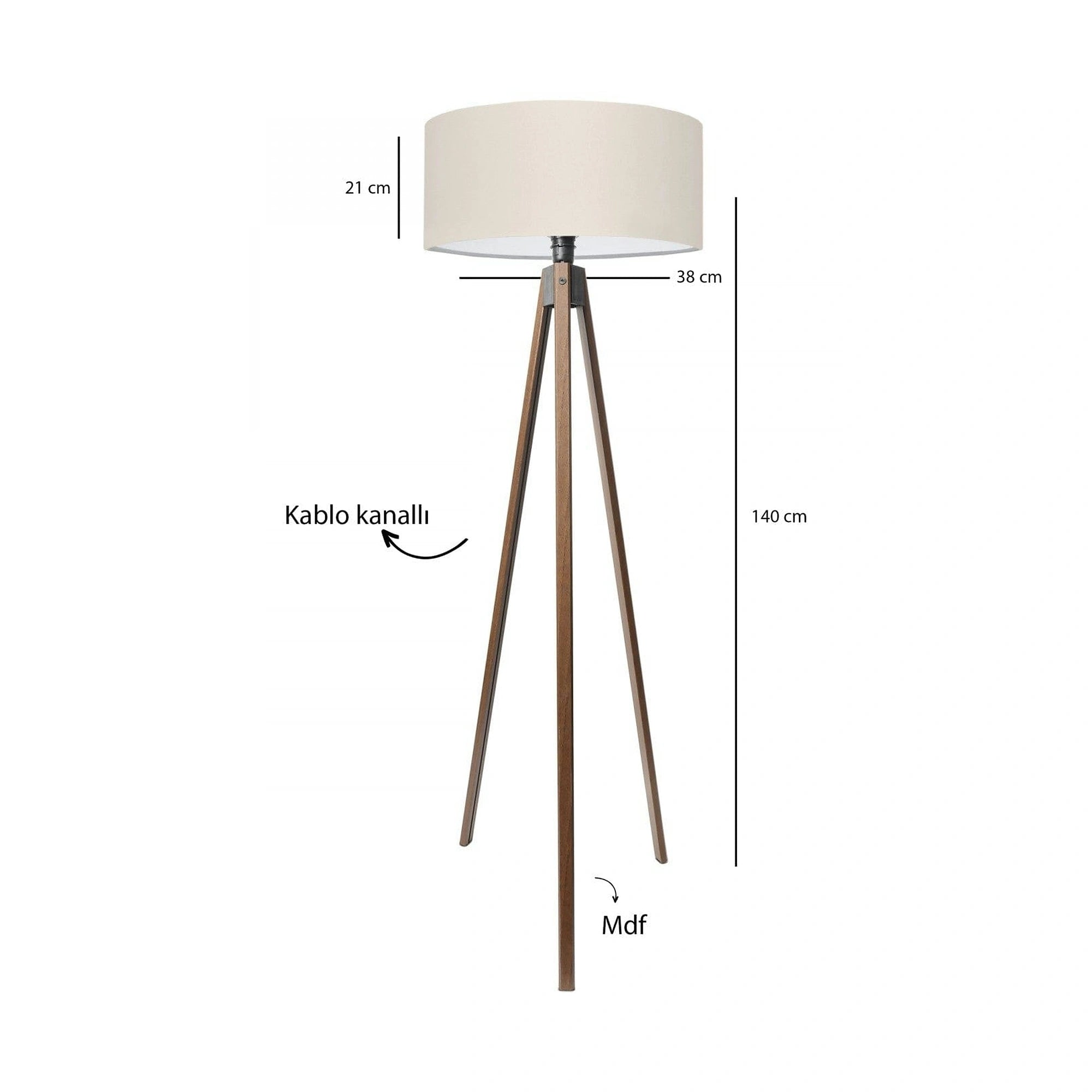 Lampadar AYD-3685, crem/stejar, 38x140 cm