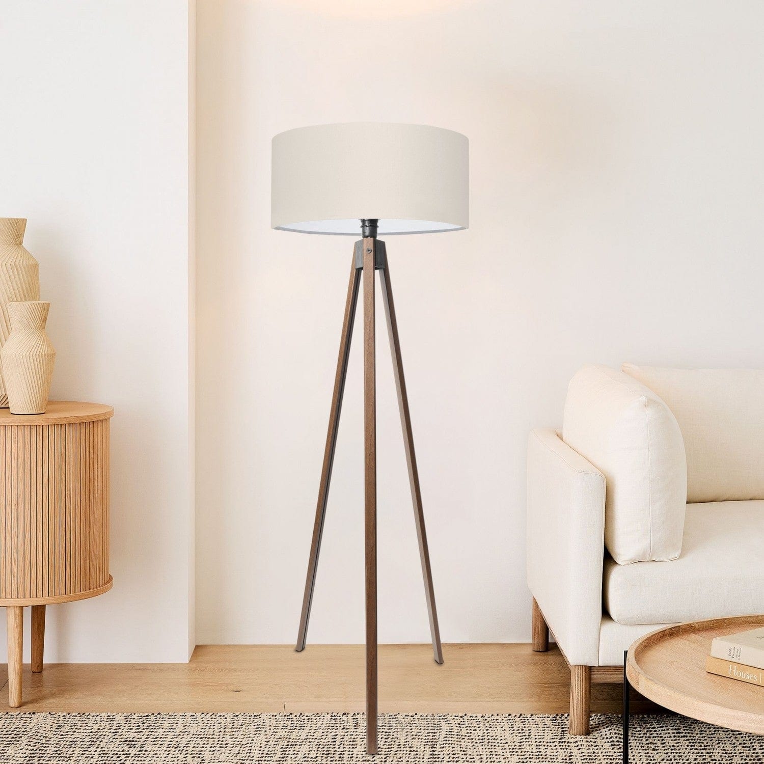 Lampadar AYD-3685, crem/stejar, 38x140 cm