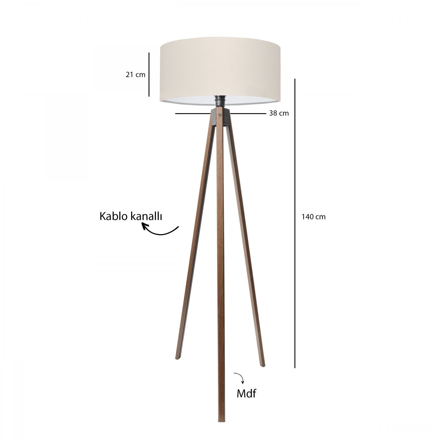 Lampadar AYD-3685, crem/stejar, 38x140 cm