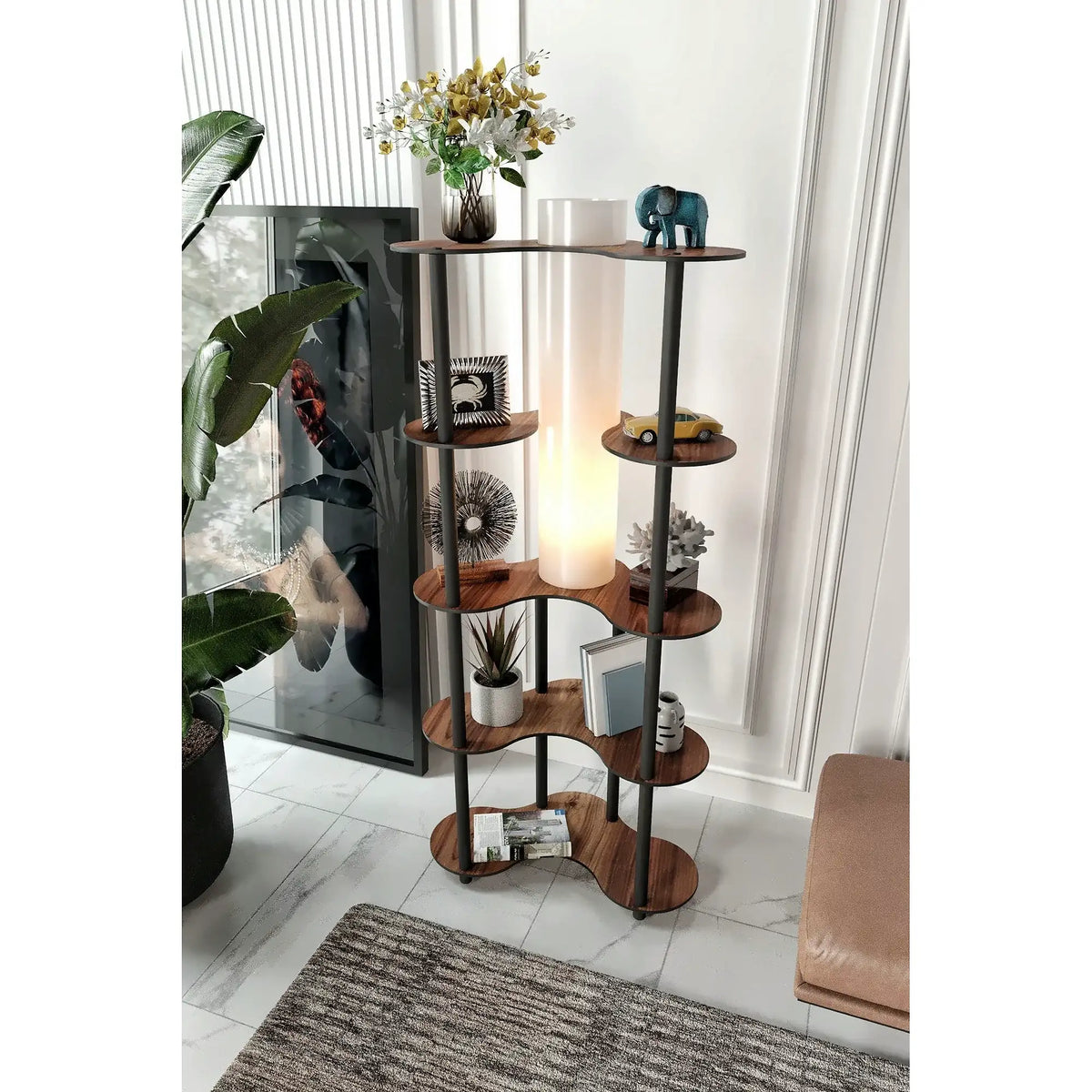Lampadar KS-11113, nuc, MDF/hârtie,PVC, 65x150 cm