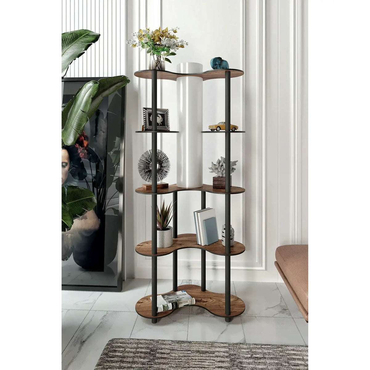 Lampadar KS-11113, nuc, MDF/hârtie,PVC, 65x150 cm