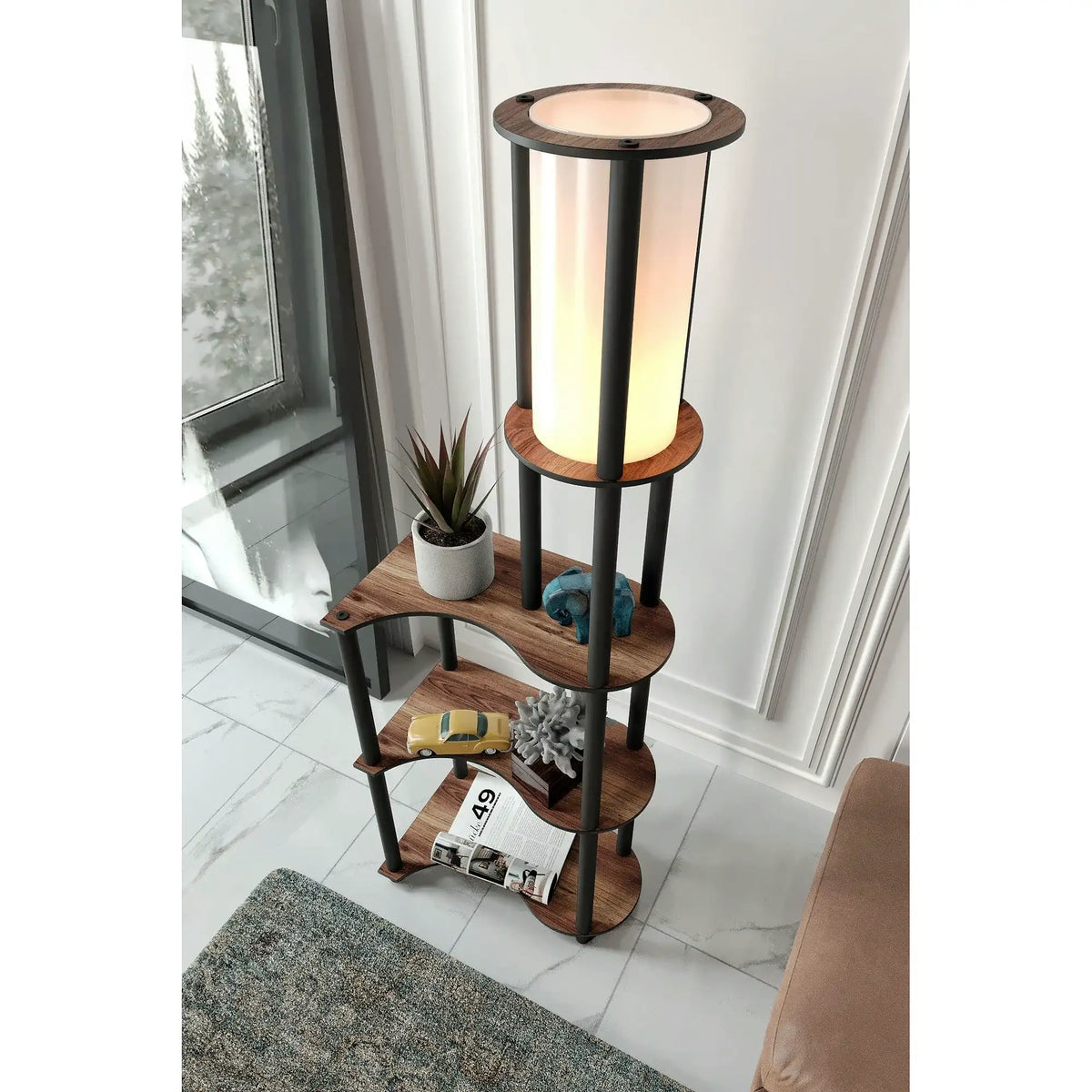 Lampadar KS-11117, nuc, MDF/hârtie,PVC, 50x140 cm