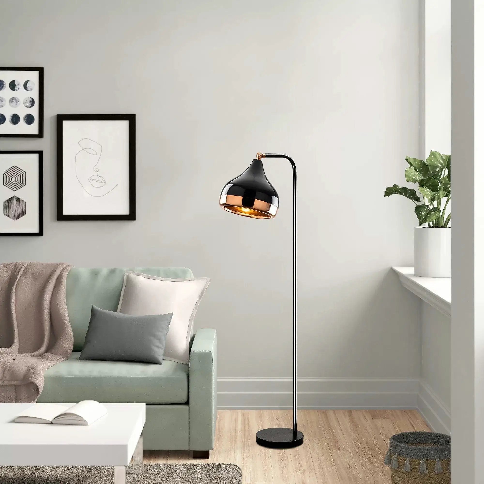 Lampadar YILDO 6906, negru/cupru, metal, 17x120 cm