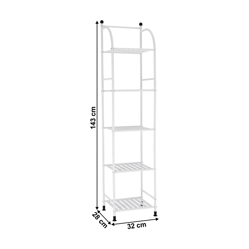Etajera LAURO, alb, metal/plastic, 32x28x143 cm