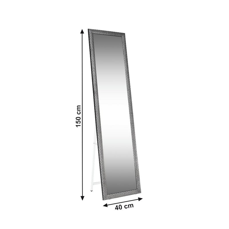 Oglinda LAVAL, alb/argintiu, metal/lemn, 40x150 cm