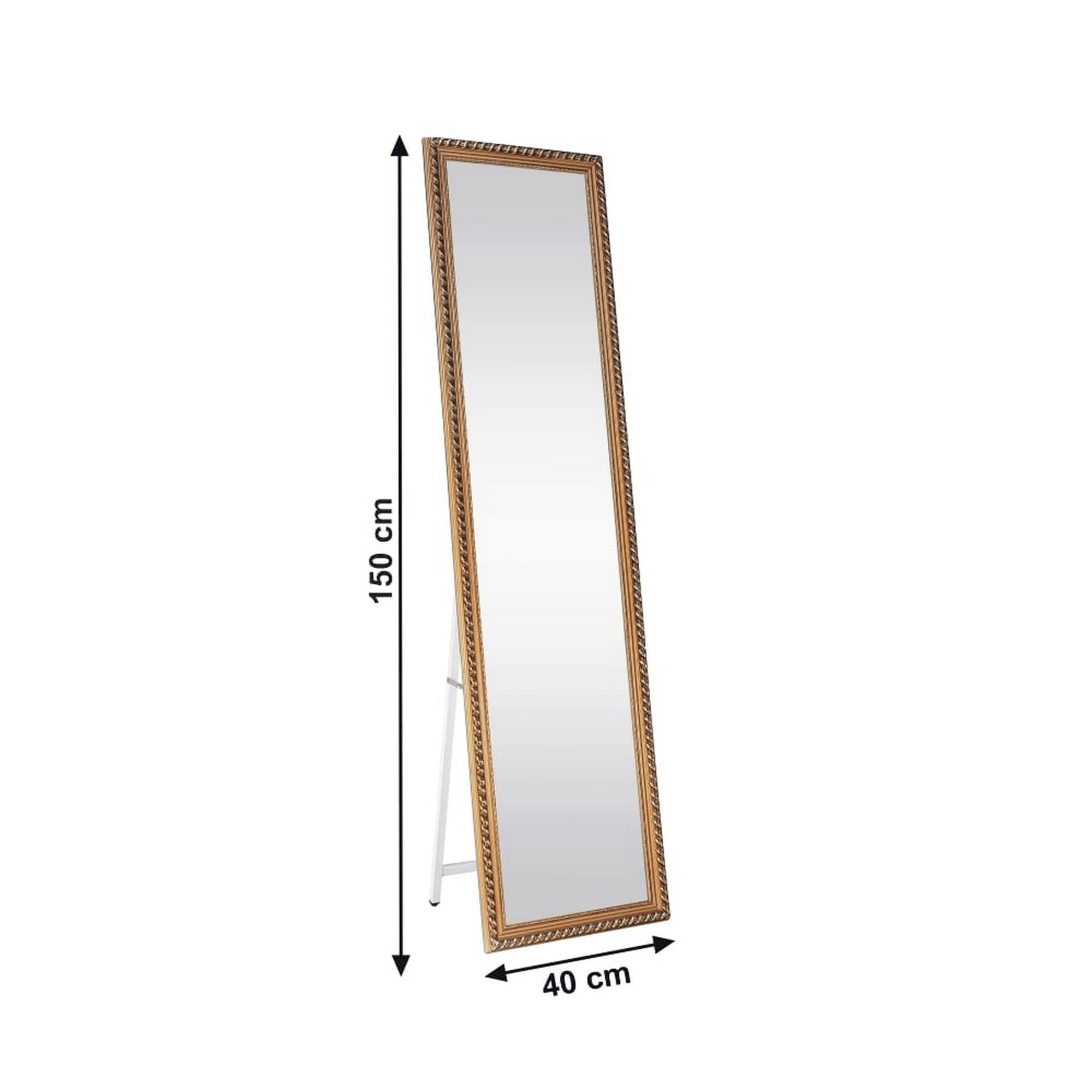 Oglinda LAVAL, alb/auriu, metal/lemn, 40x150 cm