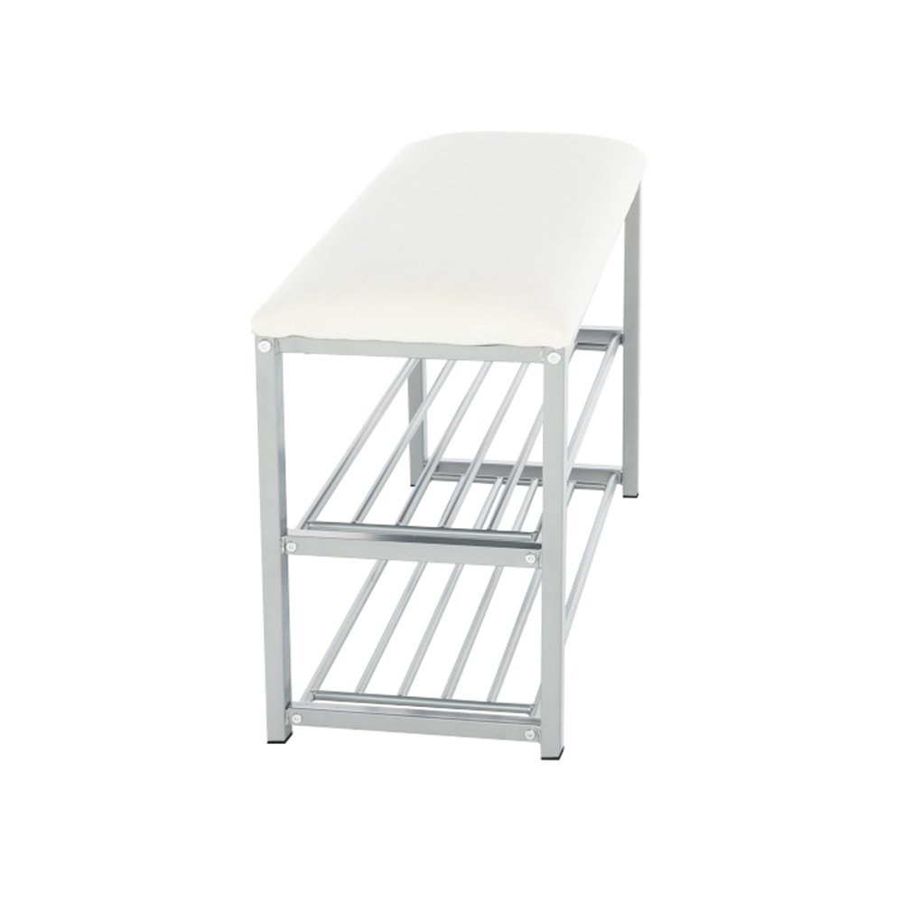 Pantofar LANGELLA, alb/crom, stofa clasica/metal, 81x31x49 cm