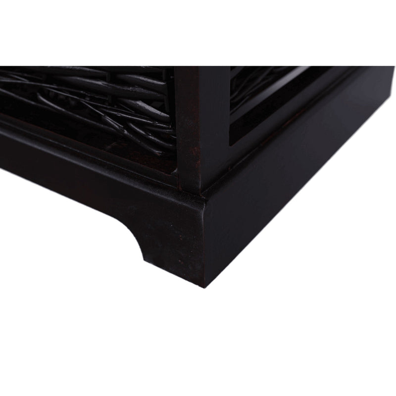 Bancheta BENCH 3, negru, lemn, cu perna, 70x35x45 cm