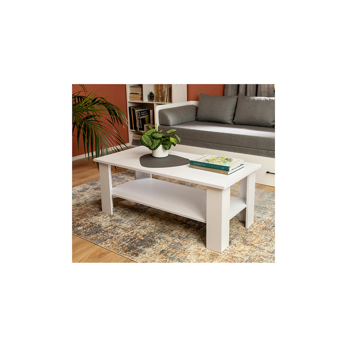 Masuta cafea Nepo Plus, alb, PAL, 115X56X46 cm