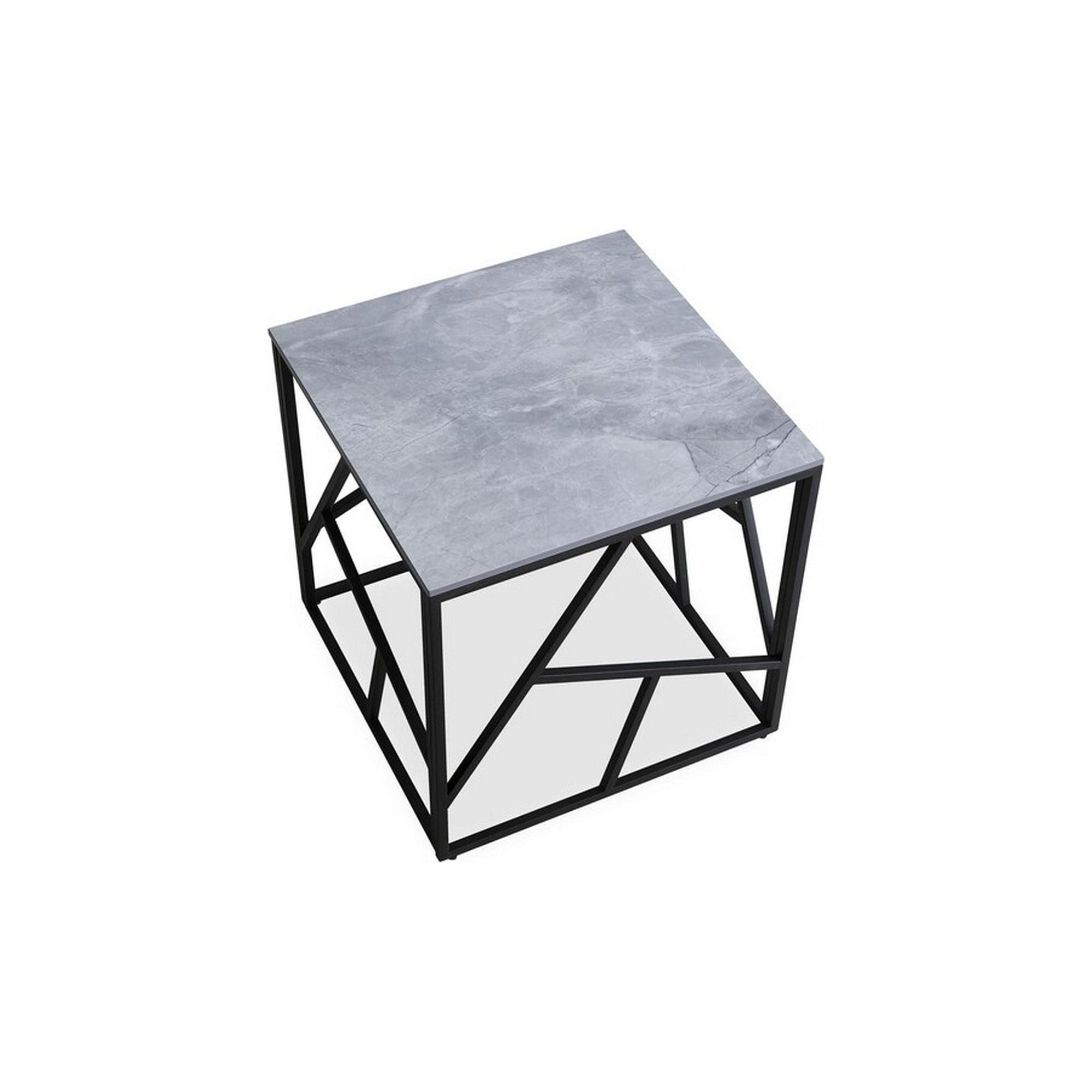 Masuta cafea UNIVERSE 2, gri/negru, ceramica/otel, 55x55x55 cm