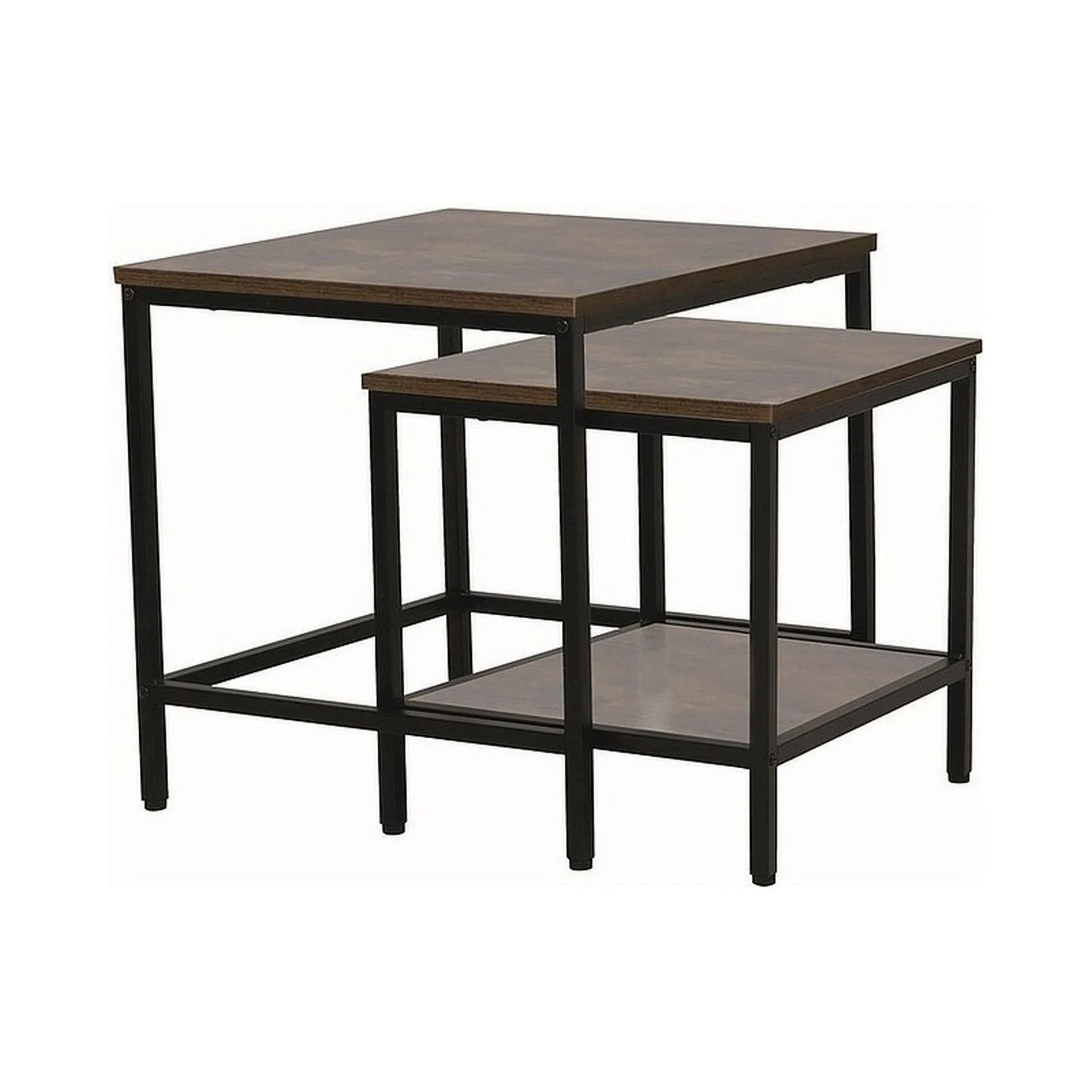 Set 2 masute cafea WENDY B, maro inchis/negru, PAL laminat/metal