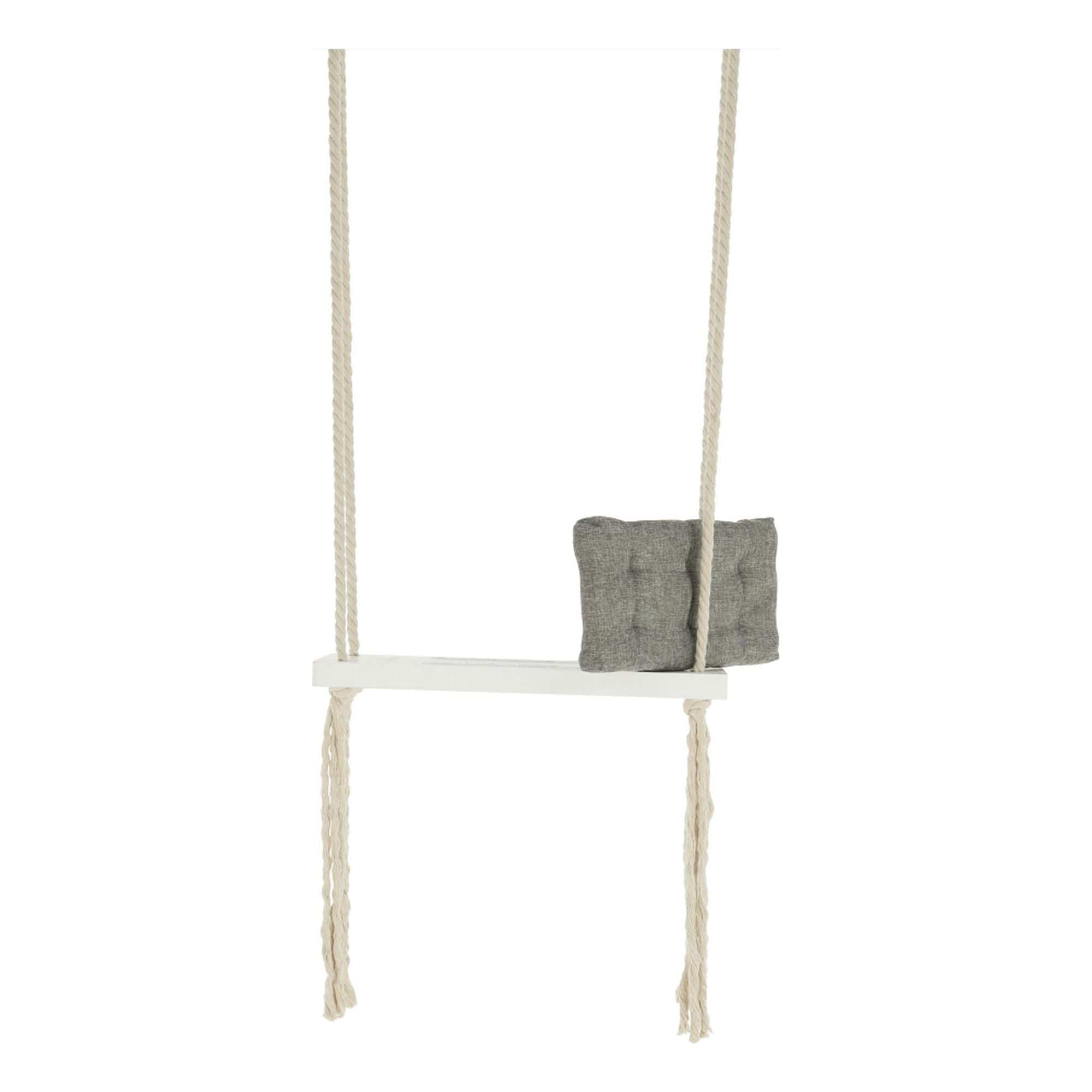 Leagan copii SVING, bej/alb, lemn/franghie, 50x18x3 cm